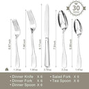 HIKAA Premium Silverware Set, Stainless Steel Flatware Set with Wide-Based Handles for Comfort & Durability, Forks & Spoons Cutlery Silverware Set (30PCS) by CozyNest Decor