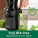 Cold Press Juicer Machines Slow Masticating Juicer Machines with 1.1 L Large Feed Chute Fit Whole Fruits and Vegetables Easy Clean Self Feeding,High Juice Yield,BPA Free (Ink-black) by CozyNest Decor