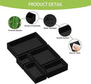 Bamboo Drawer Organizer Set, 5 PCS Multi-use Varied Sizes Junk Drawer Organizer Kitchen Storage Box for Office, Home, Bedroom, Bathroom, Black by CozyNest Decor