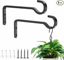 6 Inch 2 Pack Heavy Duty Outdoor Plant Hangers for Hanging Baskets, Iron Hanging Plant Brackets for Hanging Plants Outside, Metal Plant Hooks Plant Wall Hooks for Hanging Lantern, Bird Feeder by GreenHaven Gardens