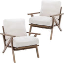 HNY Mid Century Modern Accent Chairs Set of 2, Farmhouse Linen Upholstered Armchair for Living Room, Bedroom, 23'' Seat Wide Retro Leisure Reading Chair Slipper Chair with Wood Frame, White by CozyNest Decor
