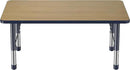 FDP Rectangle (30 x 48 inch) Classroom Table with Adjustable Chunky Toddler Legs (15-24 in); Preschool, Kinder and Daycare Furniture - Pasadena Oak Top/Navy Edge and Legs by CozyNest Decor