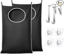 KEEPJOY 2 Pack Door Hanging Laundry Hamper, XL Hanging Bag with Large Opening and 2 Hooks for Whole Family - 36.5X22.5 inch - Black (2pack) by CozyNest Decor
