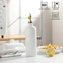 Sweejar 18 Oz Oil Dispenser for Kitchen with Gravity Spout, Ceramic Olive Oil Dispenser Bottle, Relief Opaque Vinegar Container for Evoo, Vinegar, Soy Sauce, Pack of 1(White, Gold Spout) by CozyNest Decor