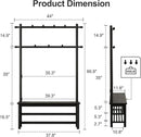 Coat Rack with Shoe Storage, Wooden Hall Tree with Bench, 11 Hooks and 2-Tier Storage Shelves, 3-in-1, Entryway Bench with Coat Rack (39.3"-Black) by CozyNest Decor