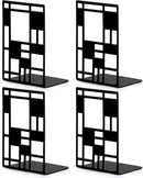 Book Ends, Bookends, Book Ends for Shelves, Bookends for Heavy Books, Book Divider Decorative Holder, Metal Heavy Duty Bookend Black 2 Pair, Abstract Art Desgin Book Stopper Supports for Office, Home by CozyNest Decor