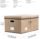 PRANDOM Storage Bins with Lids [3-Pack] Jute Fabric Foldable Storage Boxes Organizer Containers Baskets Cube with Cover for Home Bedroom Closet Office Nursery khaki（23.4X15.9X11.5 by TinyTreasures Baby Boutique