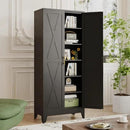 75" Tall Metal Kitchen Pantry Storage Cabinet, Freestanding Cupboard with 2 Doors and 5 Adjustable Shelves, Standing Storage for Kitchen, Bathroom, Garage, Dinning Room or Utility Room（Black） by CozyNest Decor