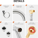 Roastove Universal Dishwasher Installation Kit,6 Ft Stainless Steel Dishwasher Hose,Burst Proof Water Supply Line with 3/8" Compression Connections,With a 6 feet drain hose and a clamp, one set by CozyNest Decor