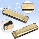 UPINS Harmonica, 4PCS Key of C 10 Hole 10 Tones Titanium Color Harmonica with Case for Beginner (Gold, Silver) by TinyTreasures Baby Boutique