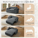 68.11" Corduroy Convertible Sofa Bed with USB Charging Port, Foldable Sleeper Chair with Pillows & Armrests, 3-in-1 Floor Couch for Living Room, Bedroom, Guest Room – Dark Gray by CozyNest Decor