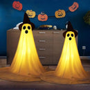 2 Packs Halloween Ghost Outdoor Decorations, 59” Light Up Ghost Decor with Remote Control, Adjustable Height Standing Halloween Lighted Ghost Kit with Witch Hat Ideal for Porch, Garden, Yard by CozyNest Decor