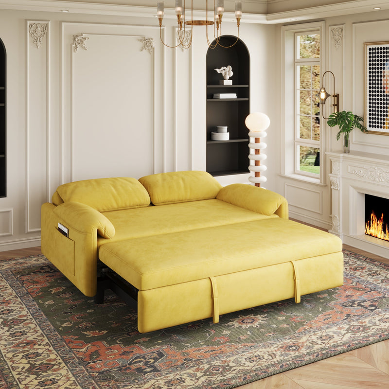 54 "yellow sofa Sofa bed dual purpose living room retractable bed velvet