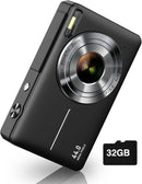 Digital Camera, Camkory FHD 1080P Kids Camera 44MP Point and Shoot Digital Cameras with 32GB SD Card, 16X Zoom, Two Batteries, Lanyard, Compact Small Camera for Kids Boys Girls by TinyTreasures Baby Boutique