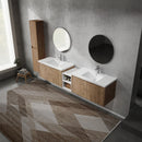 84" Wall-Mounted Bathroom Vanity With Sink and Side Cabinet