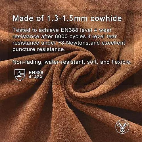 12 Pairs Bulk Leather Work Gloves for Men or Women for Gardening, Construction, Truck, Driving, Farm, Ranch, Woodworker, Soft, Cowhide Thickened, Water Resistant, Brown, Medium, photo 2 of 6