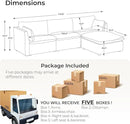 CHITA Sectional Modular Down Filled L Shape Sofa, Comfty L Shape Cloud Couch,FSC Certified L Shaped Couch for Living Room, 114 inch Width,4 Seat with Storage Ottoman, Snow by CozyNest Decor