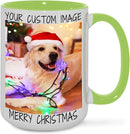 Ship Next Day Custom Mug Design Your Own Photo Text Personalized Picture Gifts for Women Men Customized Gifts Idea Personalized Coffee Mugs 15oz Light Green Handle by TinyTreasures Baby Boutique
