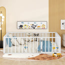Metal Floor Bed Frame With Fence And Door by HouseOfZazla