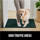 GORILLA GRIP 100% Waterproof All-Season WeatherMax Doormat US Designed Natural Rubber, Stain and Fade Resistant, Low Profile Indoor Outdoor Door Mats, Easy Clean Patio Mat, 23x35, Green Diamond by CozyNest Decor
