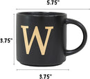 COLLECTIVE HOME - Monogram Ceramic Mugs, 15 oz Golden Initial Black Coffee Cups, Elegant Alphabet Tea Mugs, Elegant Personalized Mug with Gift Box, Unique Mug with Double Side Capital Lette (W) by CozyNest Decor