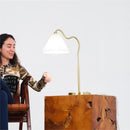 Ornate - Ring Base Curved Table Lamp With Triangle Drum Shade - Gold / White by HouseOfZazla