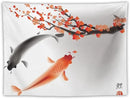 Houselerax Japanese Koi Fish Tapestry, Cherry Blossoms Asian Oriental Flower Branch Koi Fish Carp Tapestries Wall Hanging for Bedroom Living Room Office Decor 60"x50" by CozyNest Decor