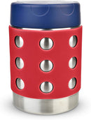LunchBots Thermal 12 oz Triple Insulated Thermos - Hot 6 Hours or Cold 12 Hours - Leak Proof Thermos Soup Jar - All Stainless Interior - Navy Lid - Red Dots by TinyTreasures Baby Boutique