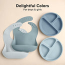 KeaBabies 2-Pack Silicone Baby Bibs for Eating - Sturdy Food-Grade Silicone Bibs for Babies Girl, Boy, Large Food Catcher, Clean & Put On Easily, Waterproof Toddler Feeding Essentials (Alps) by TinyTreasures Baby Boutique