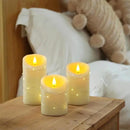 Homemory Flameless Candles with String Lights, 3 Pack Embedded Fairy String Lights LED Candles, Electric Flickering Candles with Remote Control and Timer, Real Wax, Ivory White by CozyNest Decor