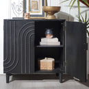 Modern Black Wood Storage Cabinet with Decorative Door by HouseOfZazla