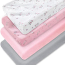 Changing Pad Cover for Girls 4 Pack, Comfy & Breathable Changing Table Cover for 32''x16" Changing Table Pads, Diaper Changing Pad Cover, Pink by TinyTreasures Baby Boutique