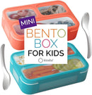 Snack Containers - MINI Bento Box, Small Lunch Boxes for Kids Toddlers Boys Girls, Leakproof 3 Compartment Containers for Meal or Snacks, Day-Care Pre-School Travel, BPA Free, 2 Pack Set Coral Blue by TinyTreasures Baby Boutique