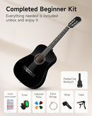 Moukey 38" Acoustic Guitar for Beginners Kids Youth Adult Dreadnought Guitarra Acustica Kit with Chord Poster, Gig Bag, Tuner, Picks, Nylon Strings, Capo, Strap - Black by TinyTreasures Baby Boutique