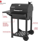 Nexgrill 22" Barrel Charcoal Grill with Side Shelf, 550 SQ In Cooking Space, Adjustable Chimney, Air Dampers, Temperature Gauge, Warming Rack, Smoker Grill for Camping, Picnics, and More - 810-0025 by GreenHaven Gardens