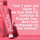 Davids Fluoride Free Kids & Adults Toothpaste, Teeth Whitening, Antiplaque, SLS (Sulfate) Free, Promotes Enamel Health, Mouth & Gum Detox, Natural Strawberry Watermelon, 5.25oz by CozyNest Decor
