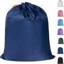 Polecasa Small Heavy Duty Laundry Bag with 130gsm Tear Resistant Fabric and Handles, Easy to Carry Durable Dirty Clothes Drawstring Bag, Perfect for College Dorm, Travel, 21”x24”,Navy by TinyTreasures Baby Boutique