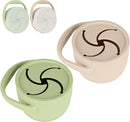 Silicone Snack Cups for Toddlers, Snack Containers with Lids, Foldable Baby Food Catcher with Holders and Dustproof Lid, 2 Pack (Color 3) by TinyTreasures Baby Boutique
