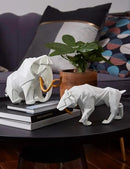HAUCOZE Dinosaur Statue Arts Animal Figurine Modern Decor Leopard Sculpture Polyresin White 9.8inch by CozyNest Decor