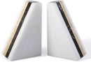 Marble Book Ends, Non-Skid Bookends for Shelves, Composite Bookend with Natural Marble, Heavy Duty Book Stopper, Collected CDs and Oversized Books Organizer, Gold & Black Decorative Bookends by CozyNest Decor