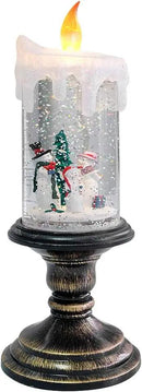 Eldnacele Christmas Snow Globe Candle Battery Operated Lighted Flameless Candles Light Swirling Water Glittering Spinning Candles for Home Decoration(Snowmen Family) by CozyNest Decor