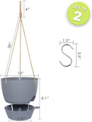 10 Inch Self Watering Hanging Pots, 2 Pack Hanging Planters with 40oZ Deep Reservior for Indoor Outdoor Plants Flowers, Grey by GreenHaven Gardens