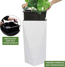 Dexceder 20 Inches Tall Self Watering Planter Diamond High Gloss Indoor Outdoor, Thickened Rhombus Large Floor Standing Flower Plant Pot with Water Level Indicator (White) by CozyNest Decor