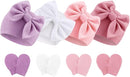 BQUBO Newborn Baby Hats Mittens Set Hospital Hat Beanie Infant Bow Hats Baby Gloves No Scratch Mittens for 0-6 Months by TinyTreasures Baby Boutique