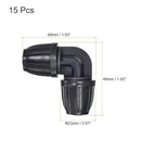 MECCANIXITY Drip Irrigation Elbow Barbed Fitting 8mm/11mm Tubing for Garden Drip Tape Tubing Sprinkler System Black Pack of 15 by GreenHaven Gardens