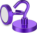MIKEDE Strong Magnetic Hooks, 110Lbs Heavy Duty Magnetic Hooks for Cruise, Neodymium Earth Magnets with Hooks for Hanging, Super Metal Industrial Magnets for Grill, Storage (Purple,10 Pack) by CozyNest Decor