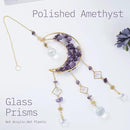 Amethyst Crystals Suncatcher - Hanging Moon Sun Catcher with Glass Prisms for Windows, Healing Amethyst Crystal Decor for Home, Gift for Christmas Birthday Valentine Mothers Day by GreenHaven Gardens