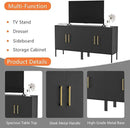 LYNSOM TV Stand for 55 Inch TV, Media Console Table with 2 Cabinets, Storage for Bedroom, Living Room, Entertainment Room (Black) by CozyNest Decor