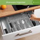 Purawood Bamboo Drawer Organizer - Expandable Silverware Organizer & Utensil Organizer, Cutlery Tray with Dividers, 7-9 Slots - Premium Kitchen Drawer Organizer for Utensils & Flatware (Grey) by CozyNest Decor