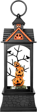 Halloween Snow Globe Lantern, Spooky Ghost Halloween Decor, Plug-in & Battery Operated Snow Globes for Halloween Decorations Indoor by CozyNest Decor